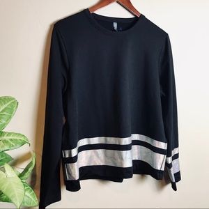 MTA Sport long sleeve blouse, metallic holographic detail.